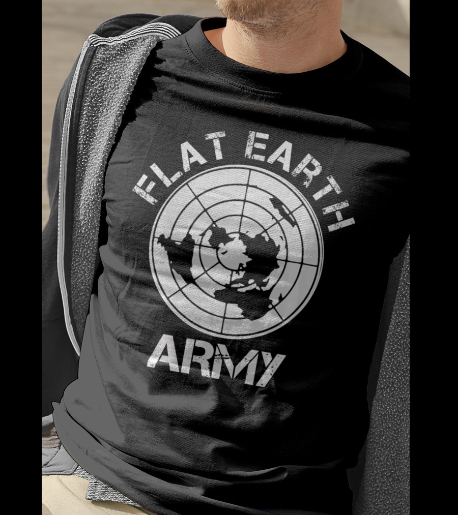 Flat Earth Army Map Emblem T-Shirt