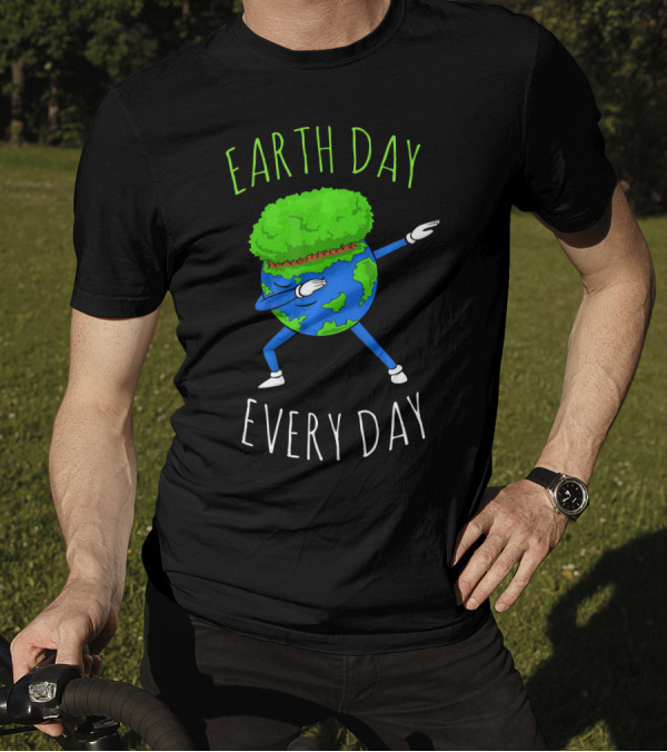 Earth Day Every Day Dancing Globe With Green Hair T-Shirt