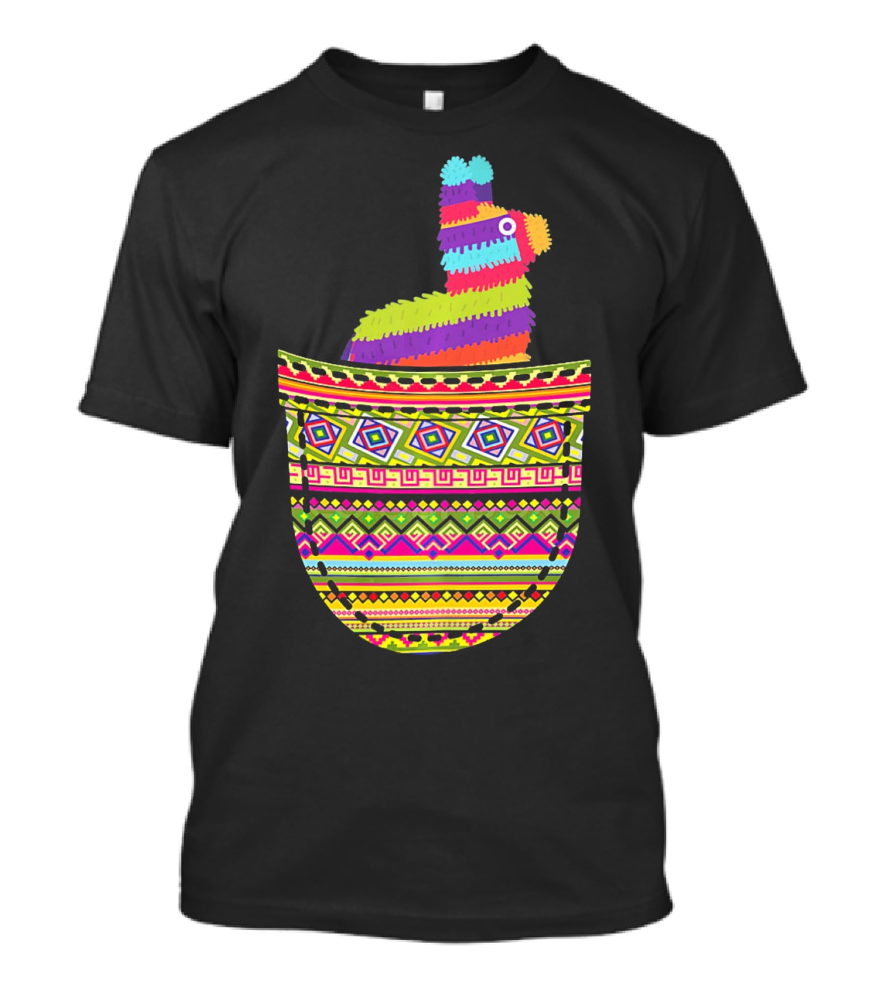 Mexican Pinata Pocket Cinco De Mayo Fiesta Colorful T-Shirt