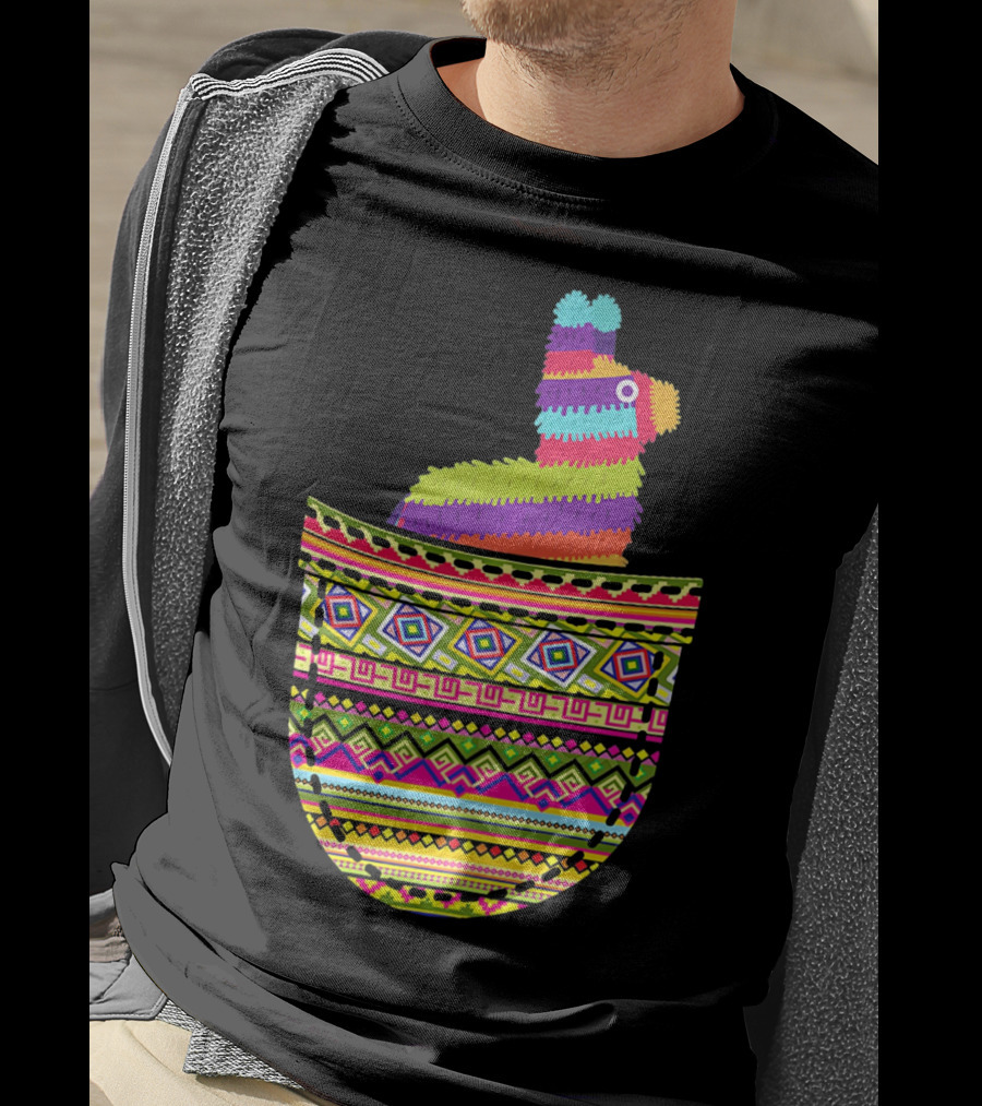 Mexican Pinata Pocket Cinco De Mayo Fiesta Colorful T-Shirt