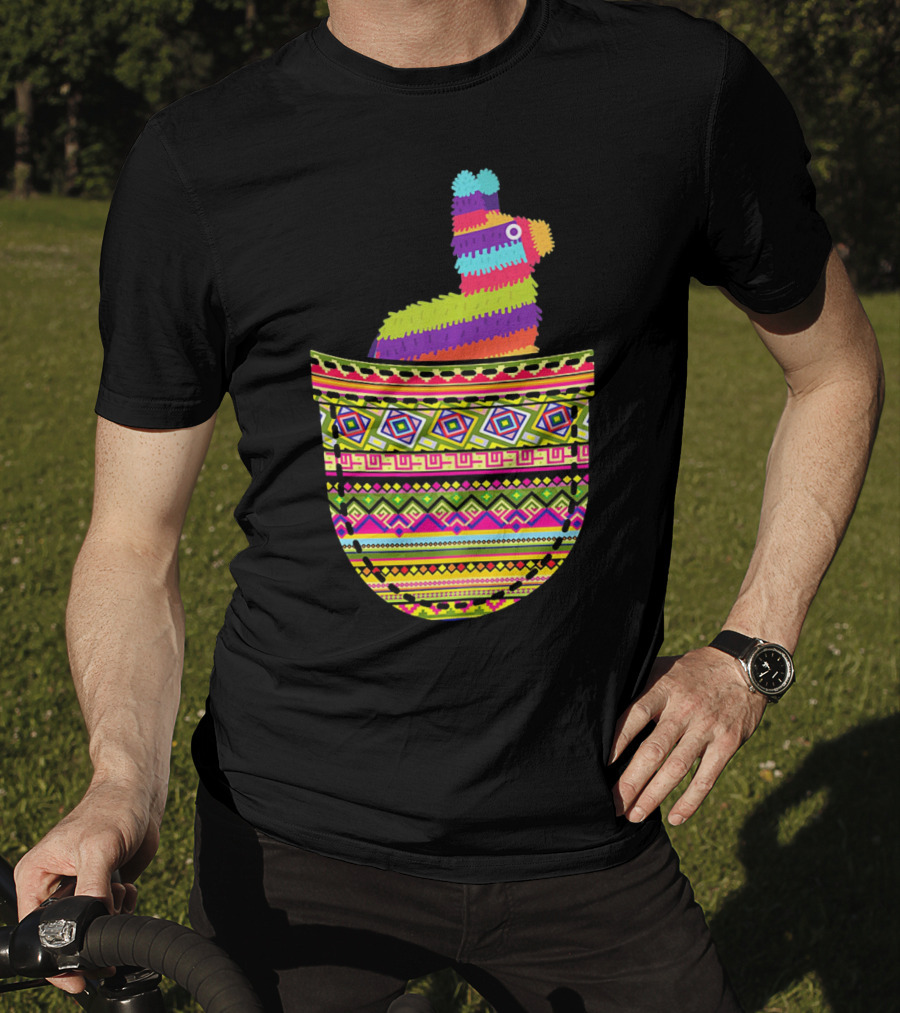 Mexican Pinata Pocket Cinco De Mayo Fiesta Colorful T-Shirt
