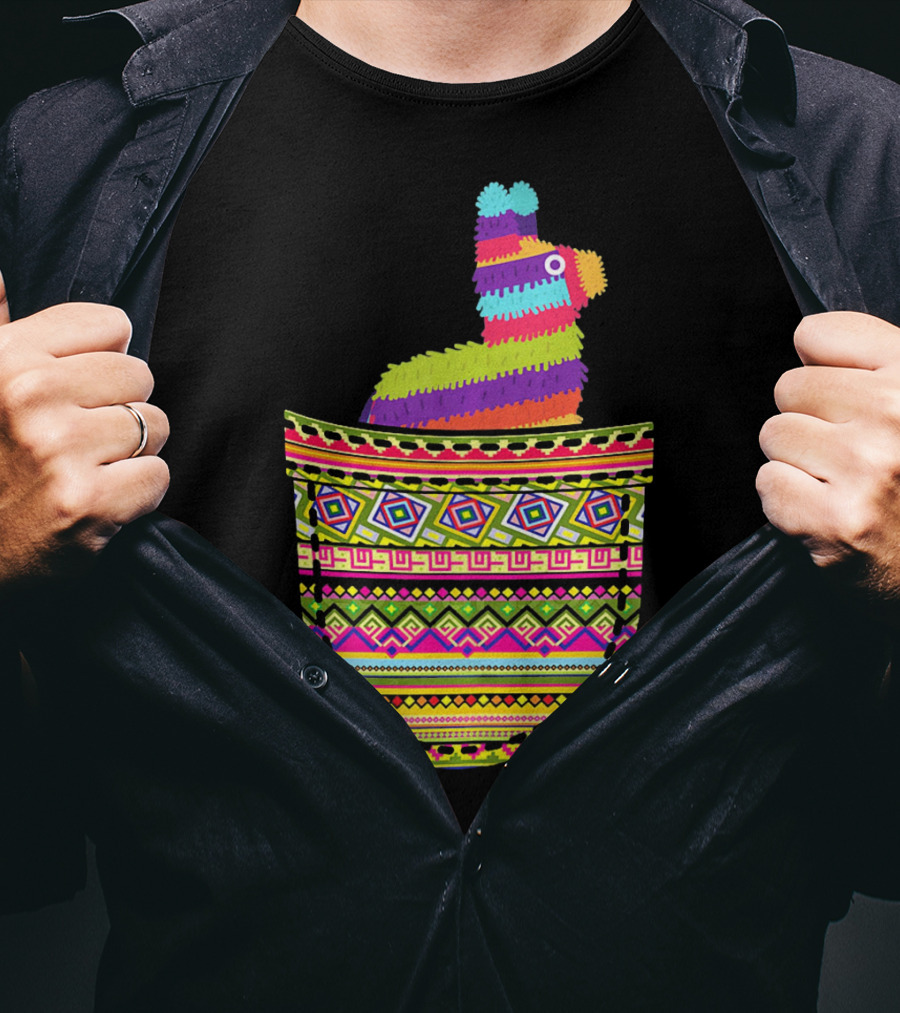 Mexican Pinata Pocket Cinco De Mayo Fiesta Colorful T-Shirt