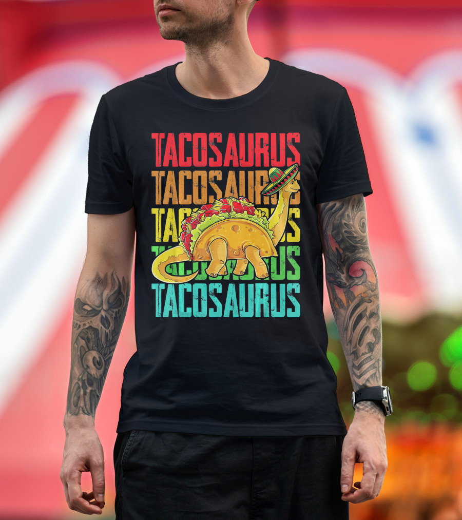 Tacosaurus Sombrero Dinosaur Taco Mexican Fiesta T-Shirt