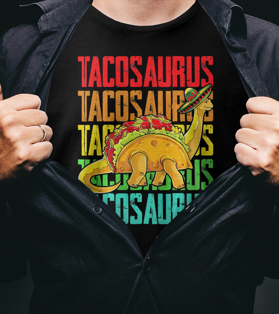 Tacosaurus Sombrero Dinosaur Taco Mexican Fiesta T-Shirt