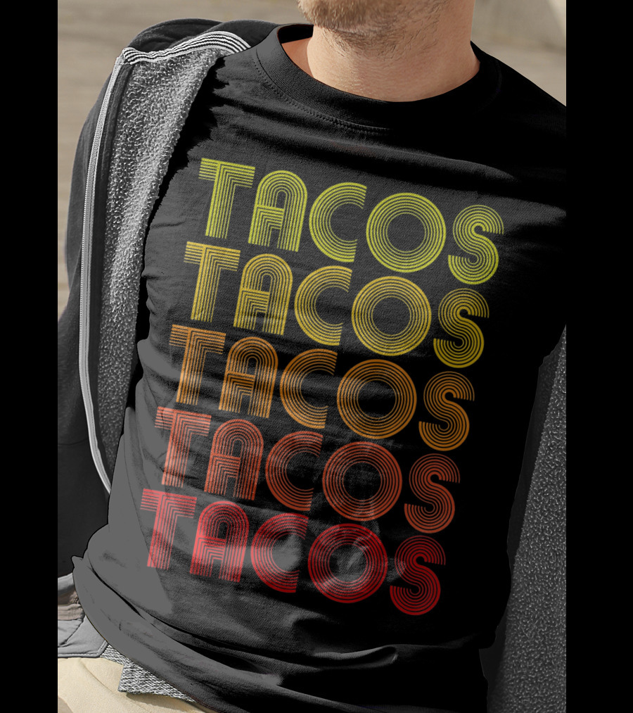 Vintage Tacos Lover Cinco De Mayo Retro Lines T-Shirt