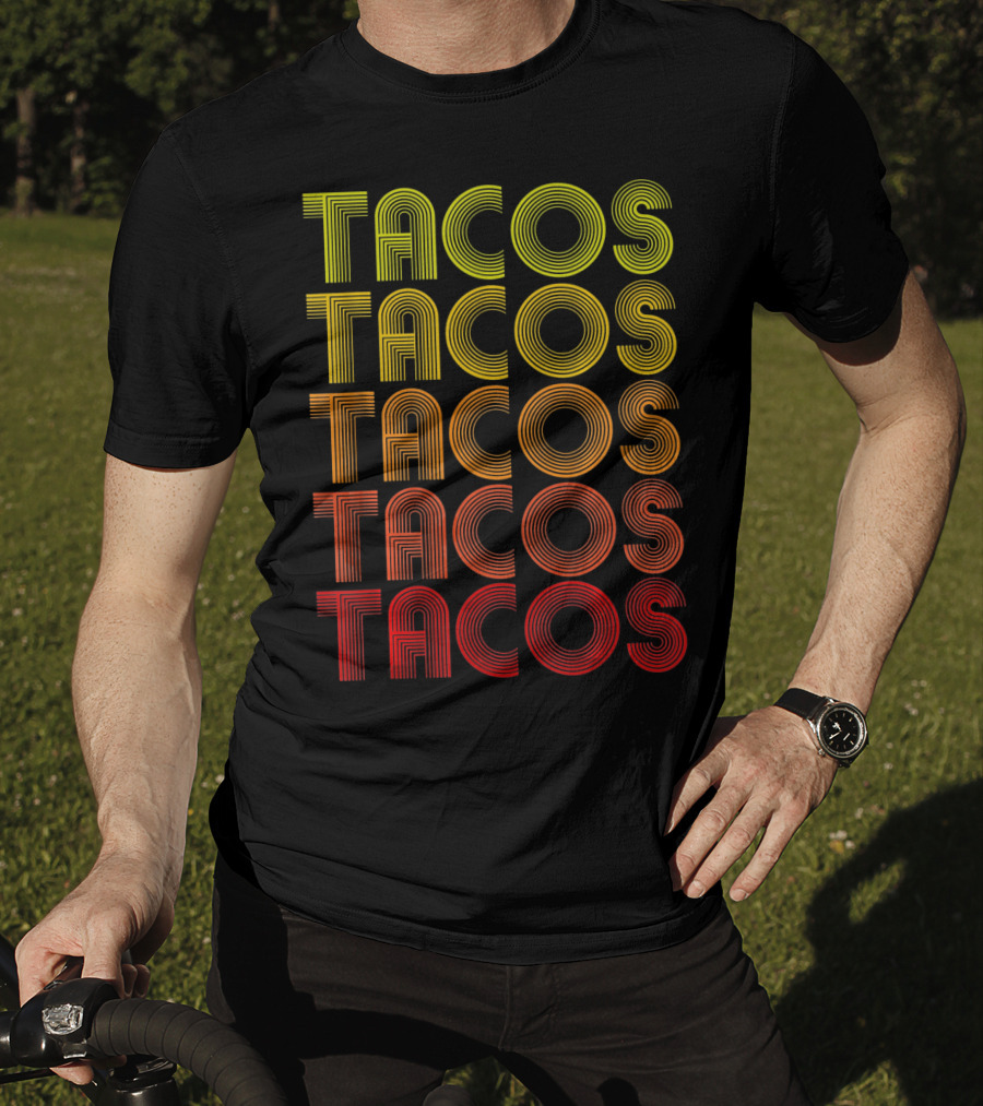 Vintage Tacos Lover Cinco De Mayo Retro Lines T-Shirt