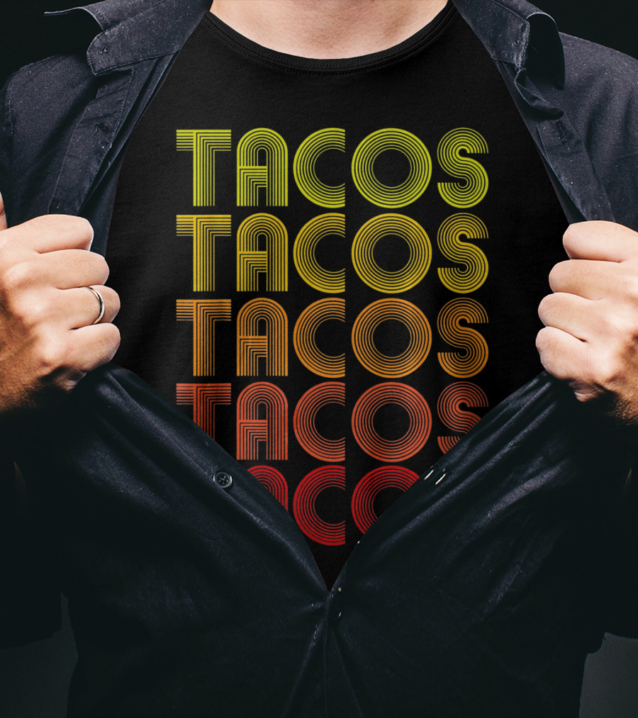 Vintage Tacos Lover Cinco De Mayo Retro Lines T-Shirt