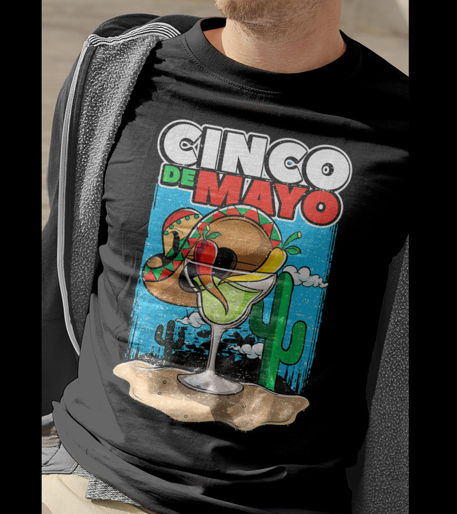 Cinco De Mayo Margarita Cactus Sombrero Fiesta T-Shirt
