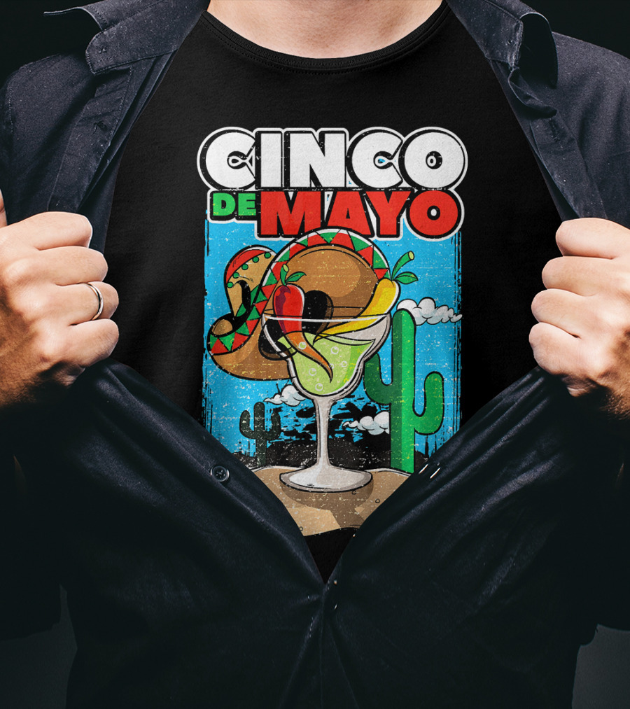 Cinco De Mayo Margarita Cactus Sombrero Fiesta T-Shirt