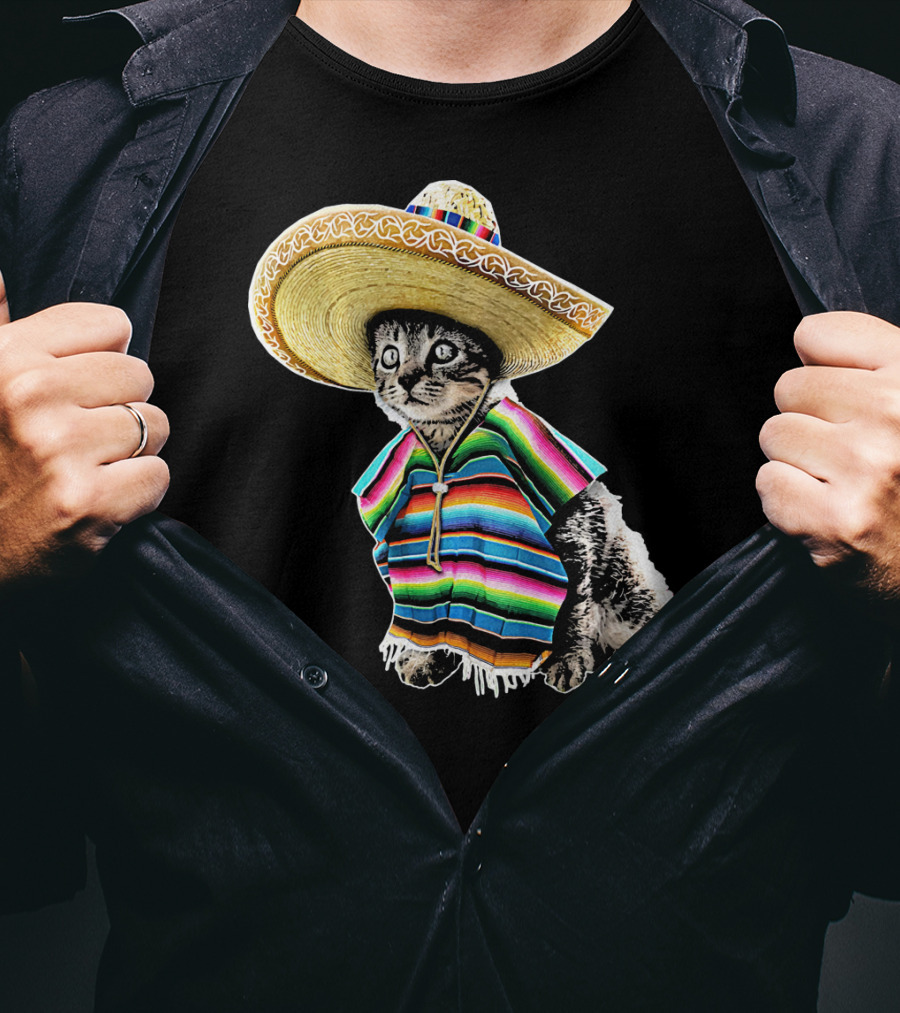 Cinco De Mayo Cat Sombrero Funny Fiesta Kitten T-Shirt
