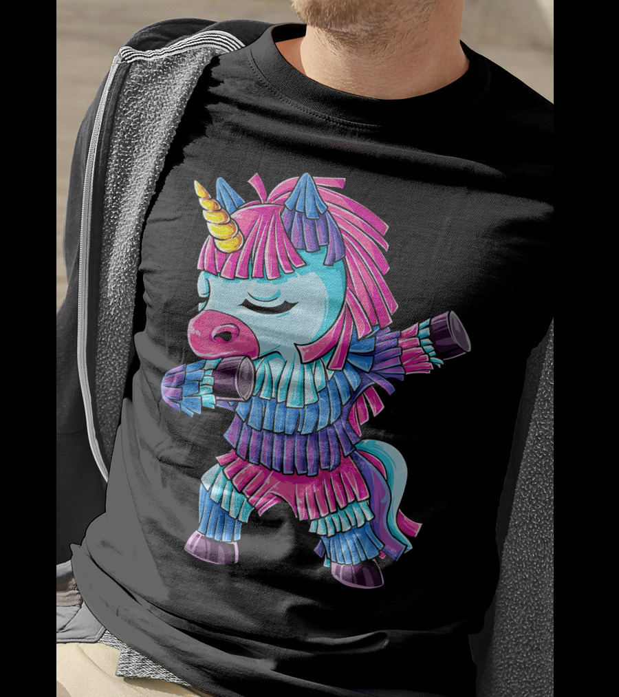 Dabbing Unicorn Pinata Funny Cinco De Mayo Party T-Shirt