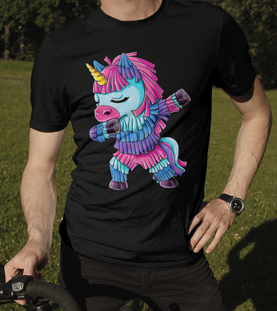 Dabbing Unicorn Pinata Funny Cinco De Mayo Party T-Shirt