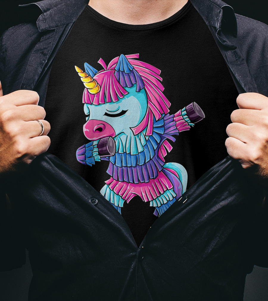 Dabbing Unicorn Pinata Funny Cinco De Mayo Party T-Shirt