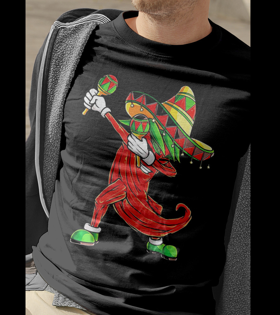 Dabbing Chili Sombrero Maracas Festival Fiery Dance T-Shirt