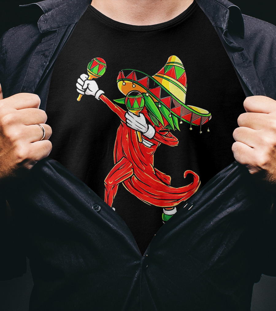 Dabbing Chili Sombrero Maracas Festival Fiery Dance T-Shirt
