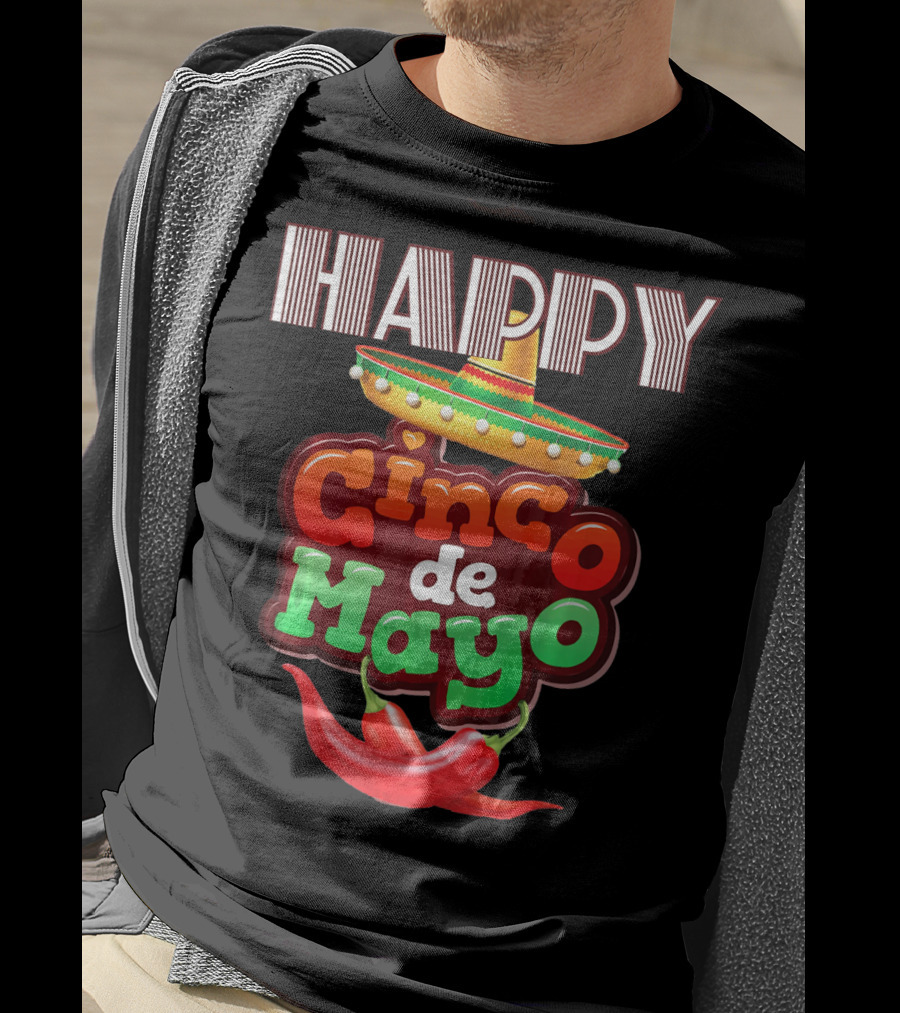 Happy Cinco De Mayo Sombrero Red Chili Peppers T-Shirt