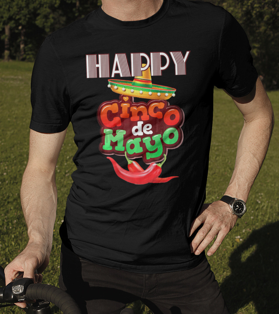 Happy Cinco De Mayo Sombrero Red Chili Peppers T-Shirt