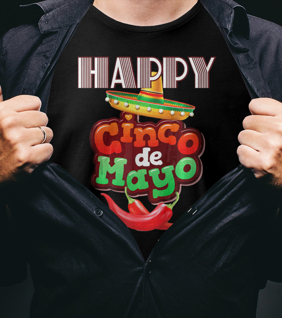 Happy Cinco De Mayo Sombrero Red Chili Peppers T-Shirt