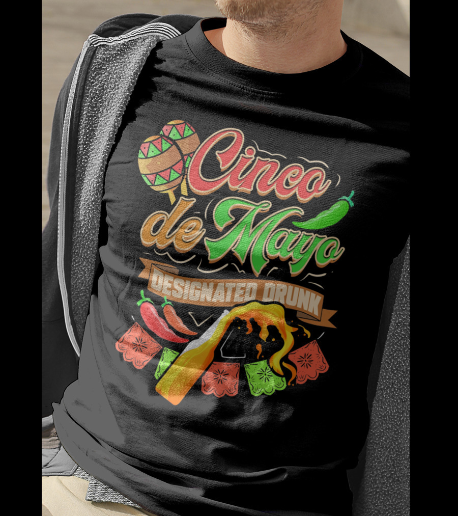 Cinco De Mayo Designated Drunk Peppers Beer Fiesta T-Shirt