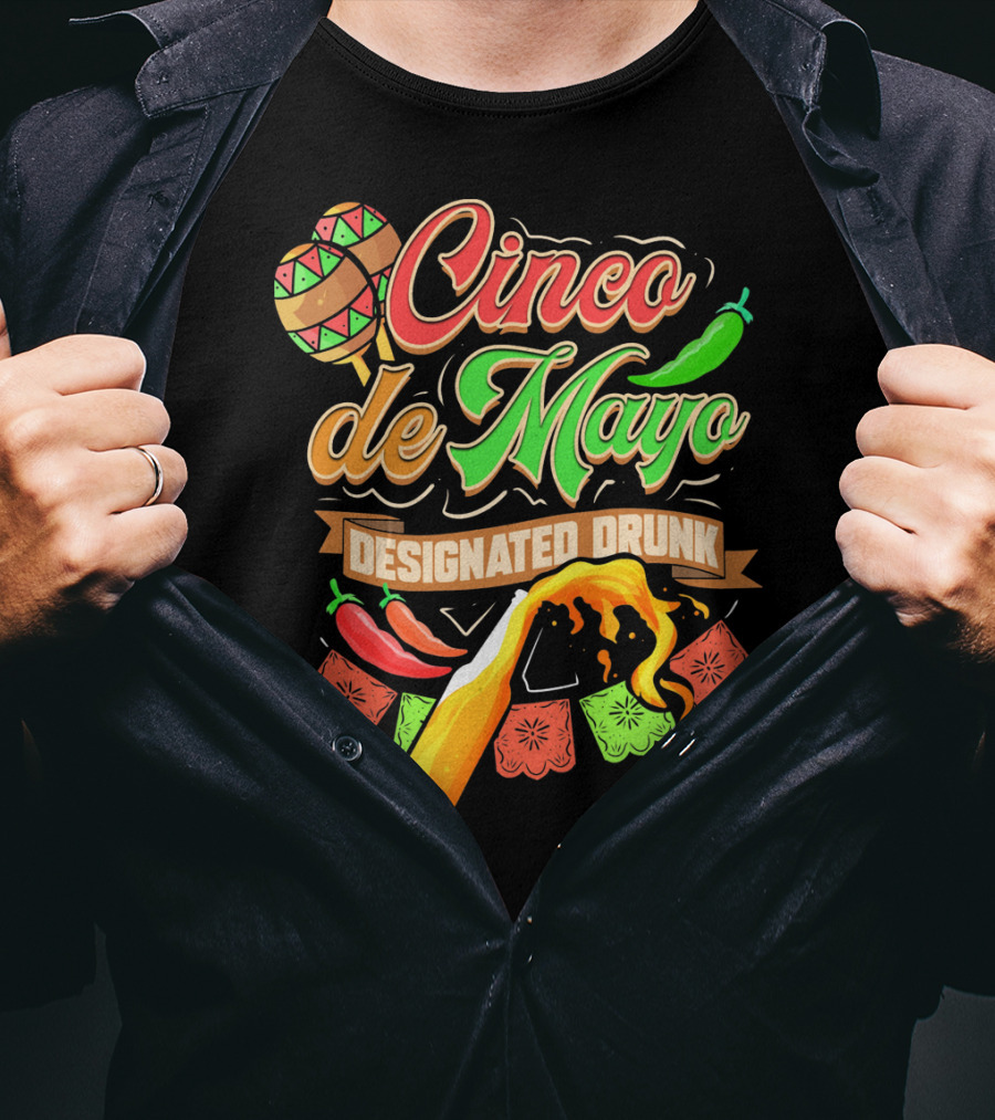 Cinco De Mayo Designated Drunk Peppers Beer Fiesta T-Shirt