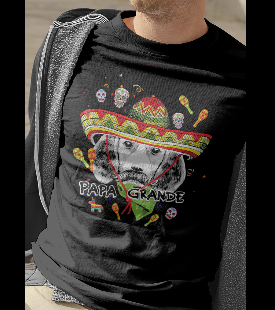 Papa Grande Cinco De Mayo Beagle Sombrero Maracas Skulls Fiesta T-Shirt
