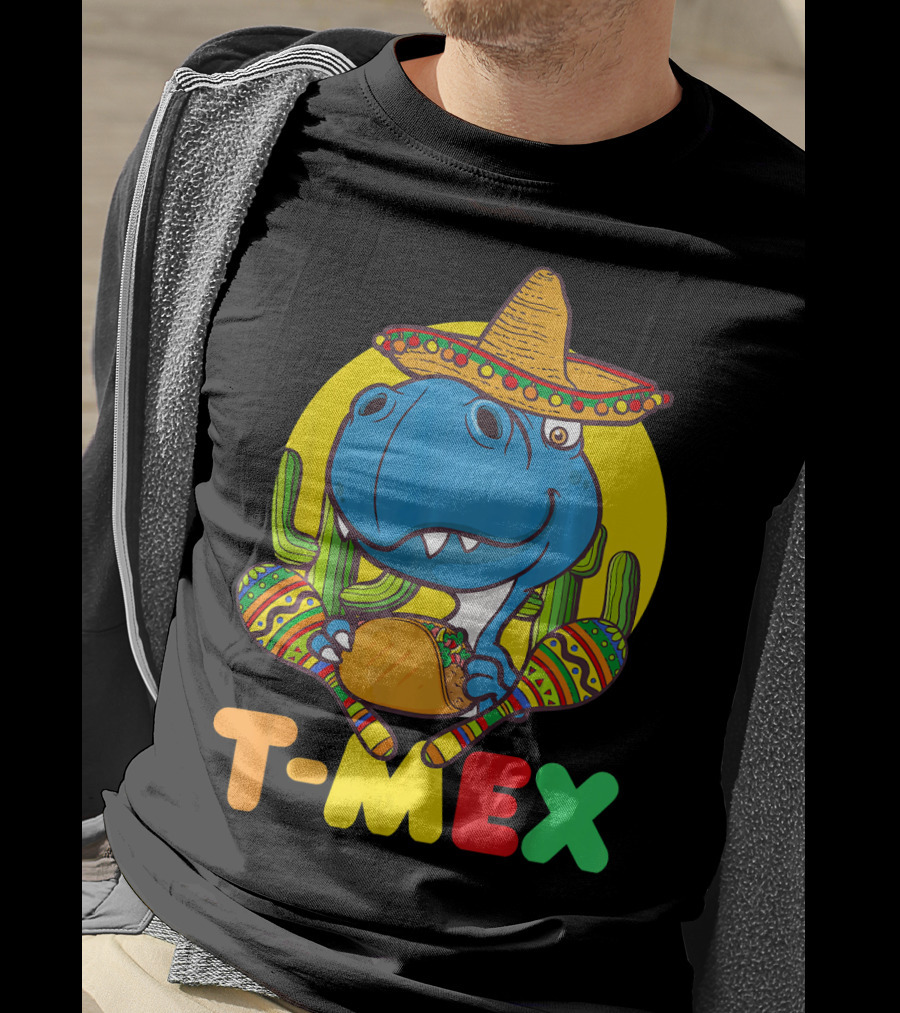 T-Mex Funny Cinco De Mayo Dinosaur Rex With Sombrero And Taco T-Shirt