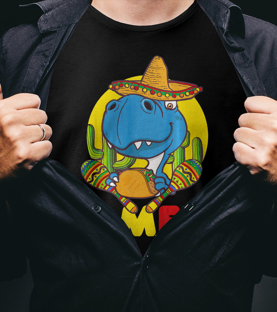 T-Mex Funny Cinco De Mayo Dinosaur Rex With Sombrero And Taco T-Shirt
