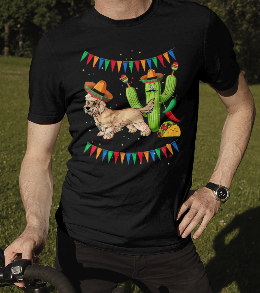 Sombrero Dandi Dinmont Terrier Dog Cactus Taco Maracas Cinco T-Shirt