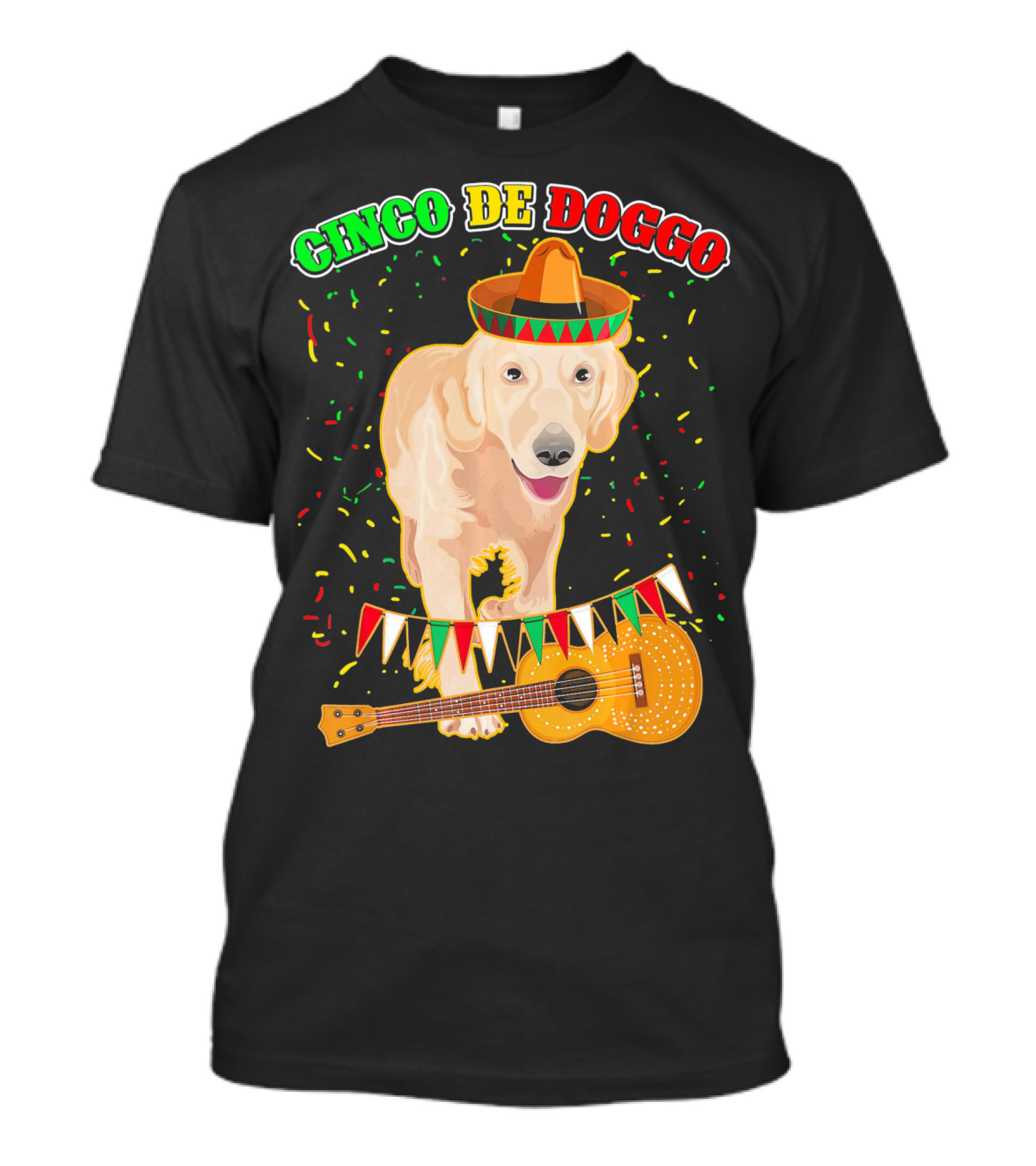 Cinco De Doggo Golden Retriever Sombrero Guitar Fiesta T-Shirt