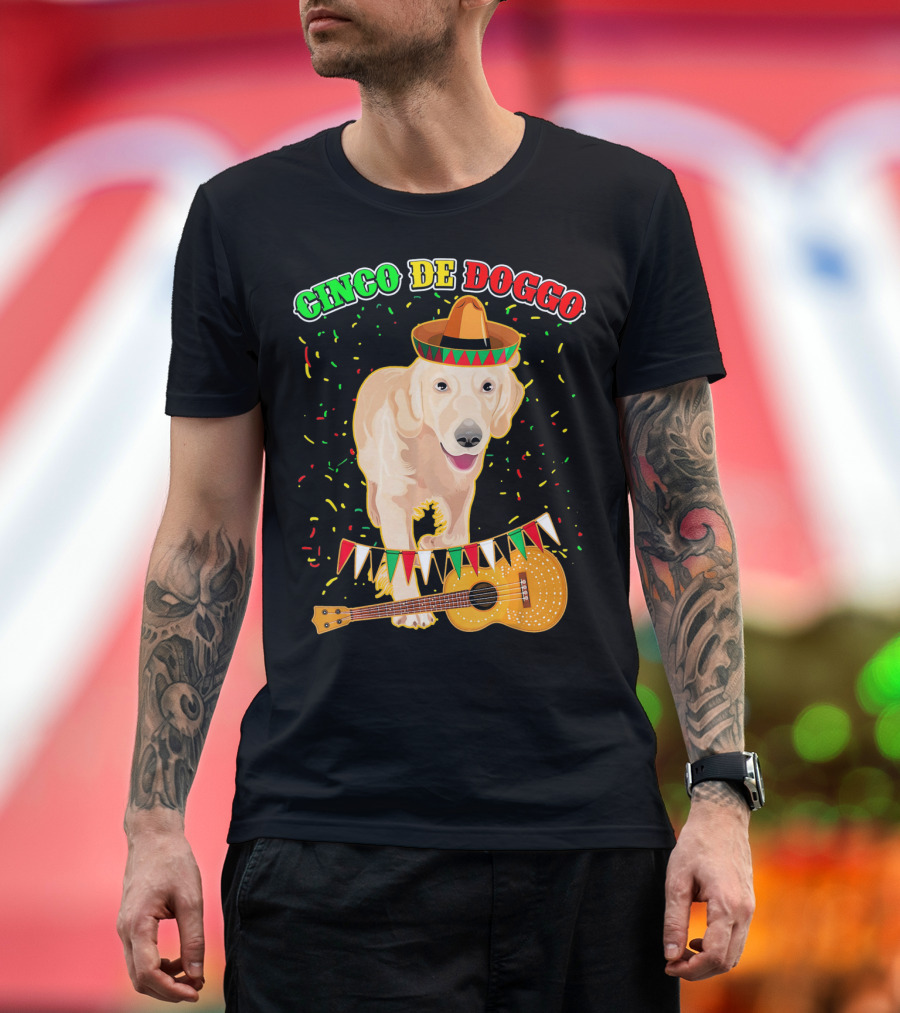 Cinco De Doggo Golden Retriever Sombrero Guitar Fiesta T-Shirt