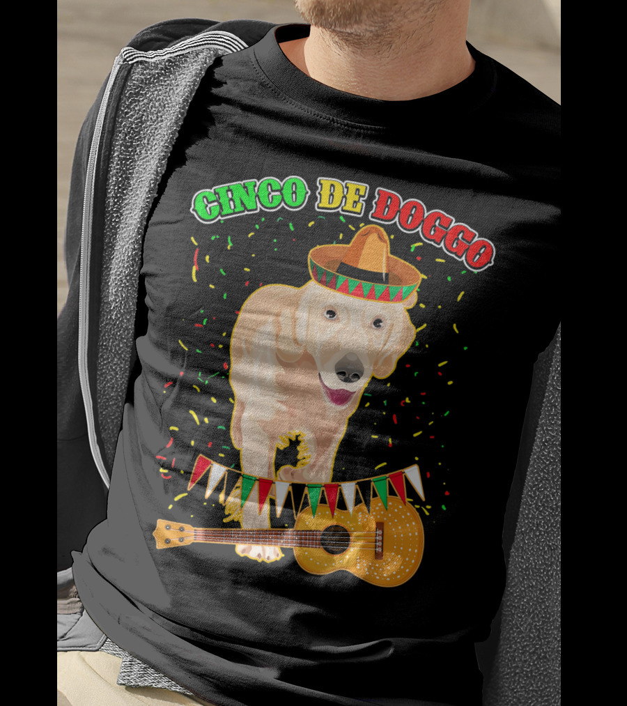 Cinco De Doggo Golden Retriever Sombrero Guitar Fiesta T-Shirt