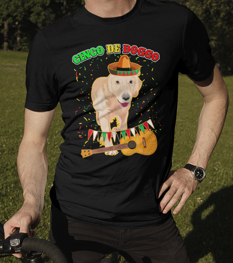 Cinco De Doggo Golden Retriever Sombrero Guitar Fiesta T-Shirt