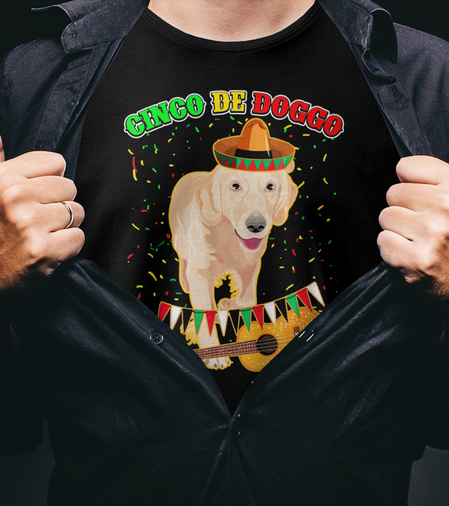 Cinco De Doggo Golden Retriever Sombrero Guitar Fiesta T-Shirt