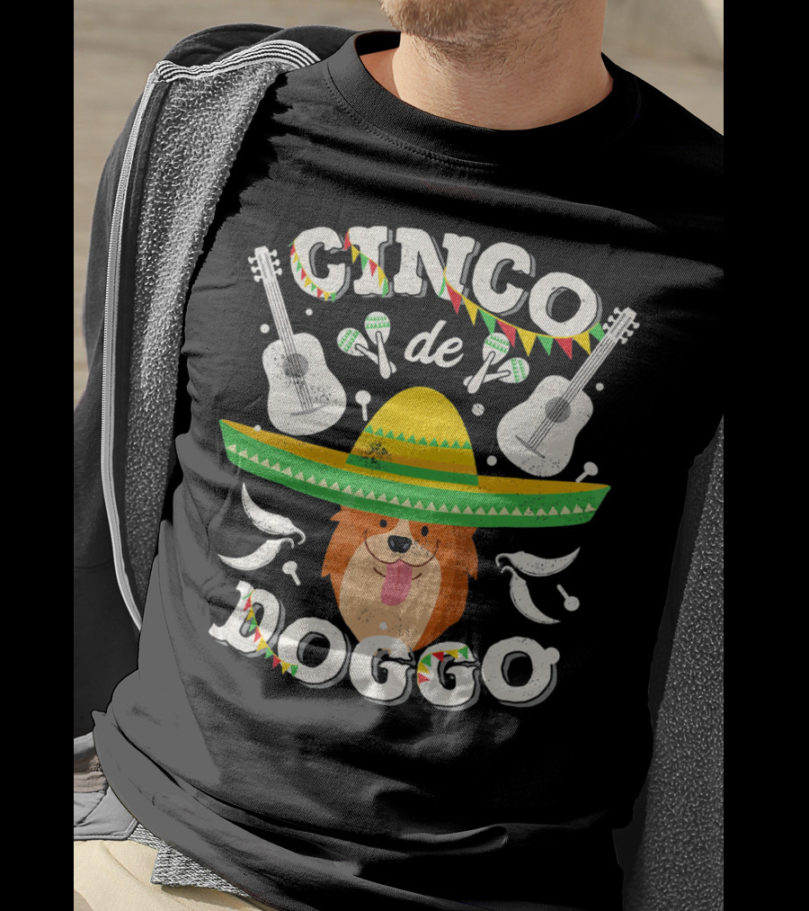 Cinco De Doggo Corgi Sombrero Guitars And Maracas T-Shirt