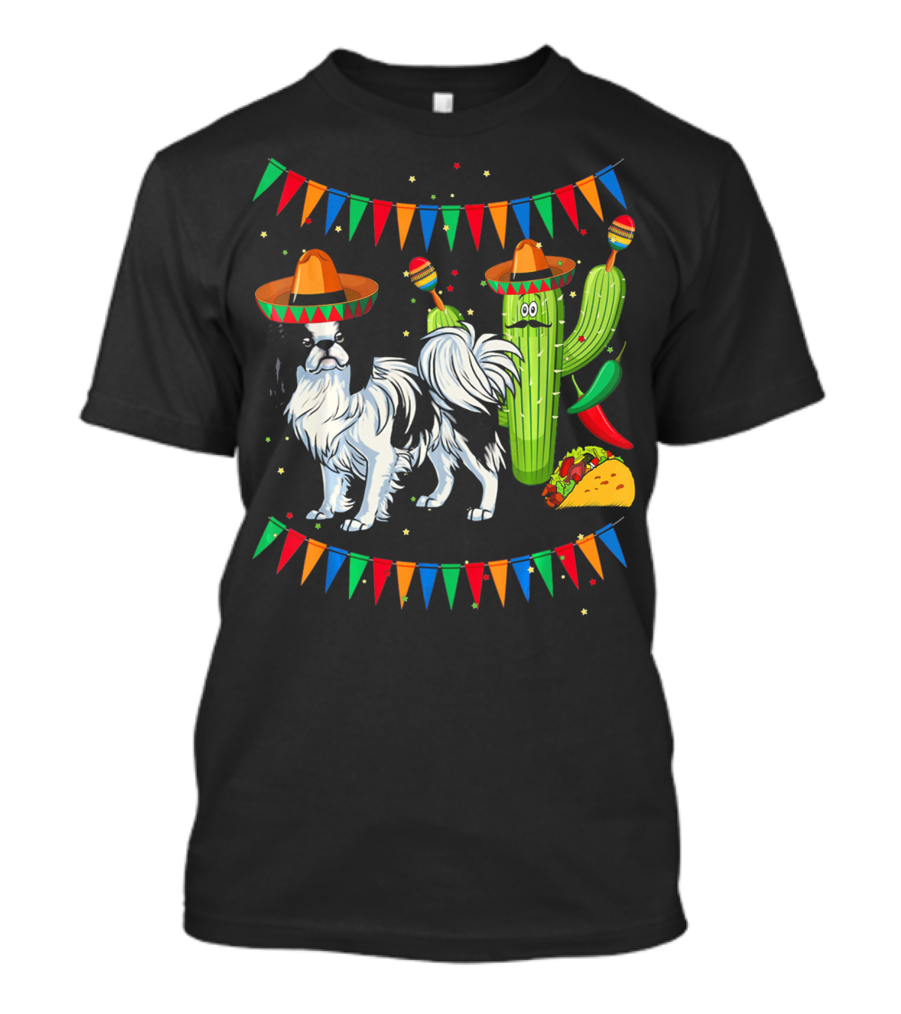 Sombrero Japanese Chin Dog With Cactus And Taco Celebration Mexico Cinco T-Shirt