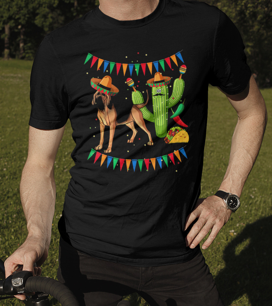 Sombrero Bloodhound Dog Cactus Taco Mexico Cinco De Mayo T-Shirt