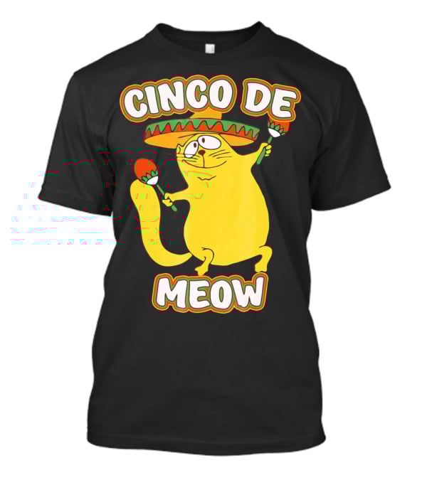 Cinco De Meow Funny Cat Lover Sombrero Party T-Shirt