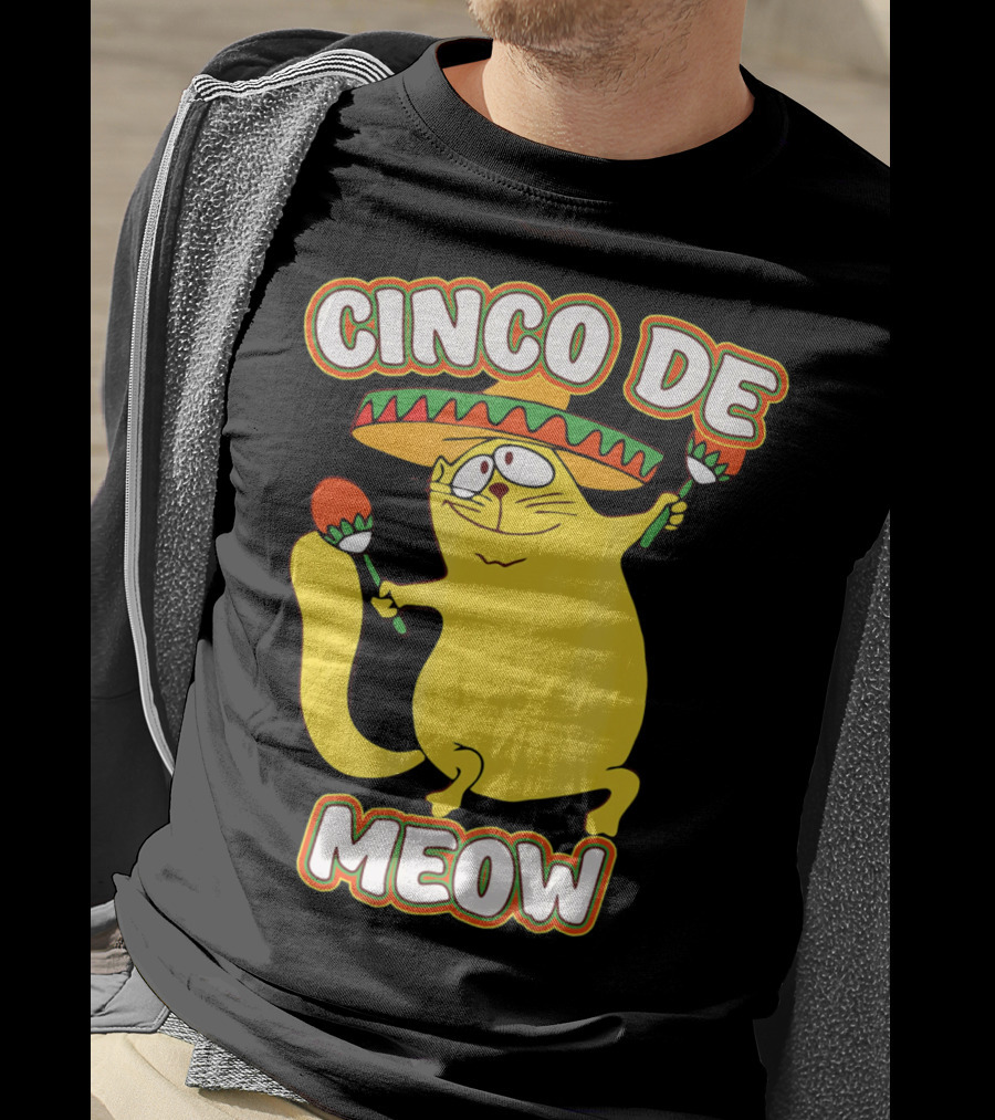 Cinco De Meow Funny Cat Lover Sombrero Party T-Shirt