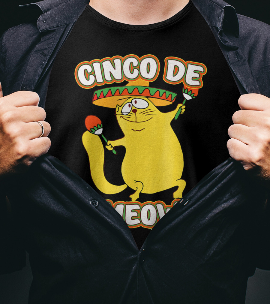 Cinco De Meow Funny Cat Lover Sombrero Party T-Shirt