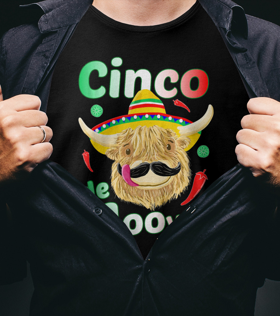 Cinco De Mooyo Scottish Highland Cow Fiesta T-Shirt