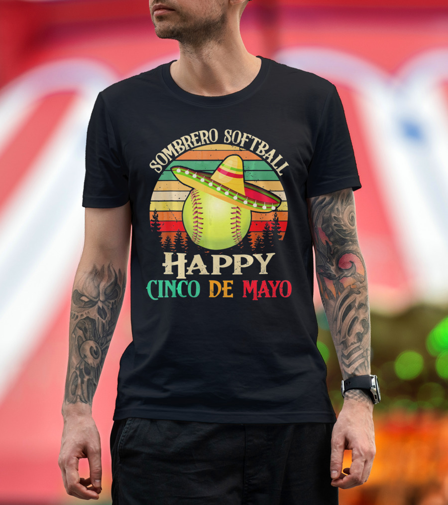 Sombrero Softball Happy Cinco De Mayo T-Shirt