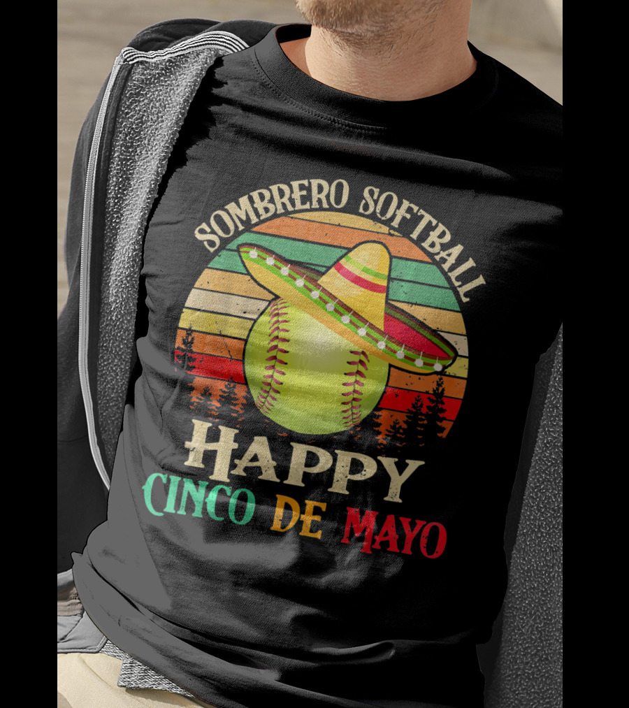 Sombrero Softball Happy Cinco De Mayo T-Shirt