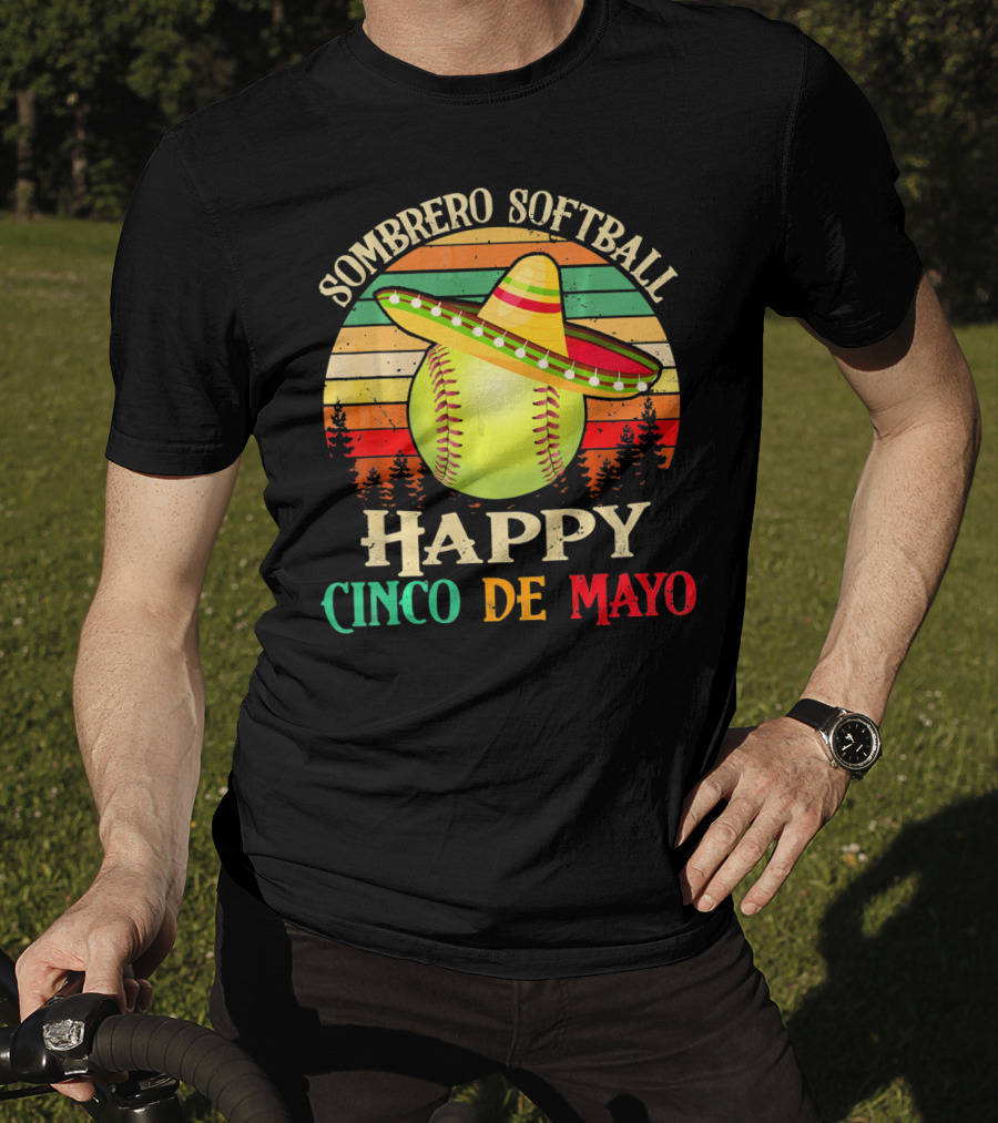 Sombrero Softball Happy Cinco De Mayo T-Shirt