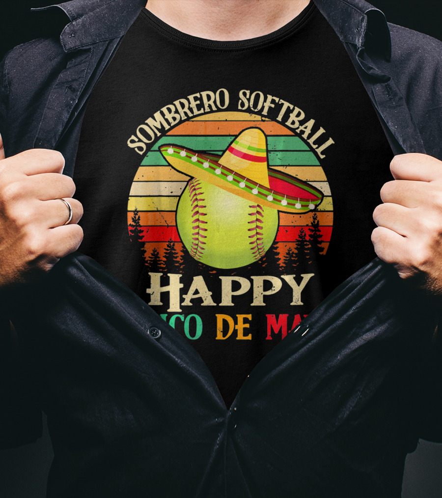 Sombrero Softball Happy Cinco De Mayo T-Shirt