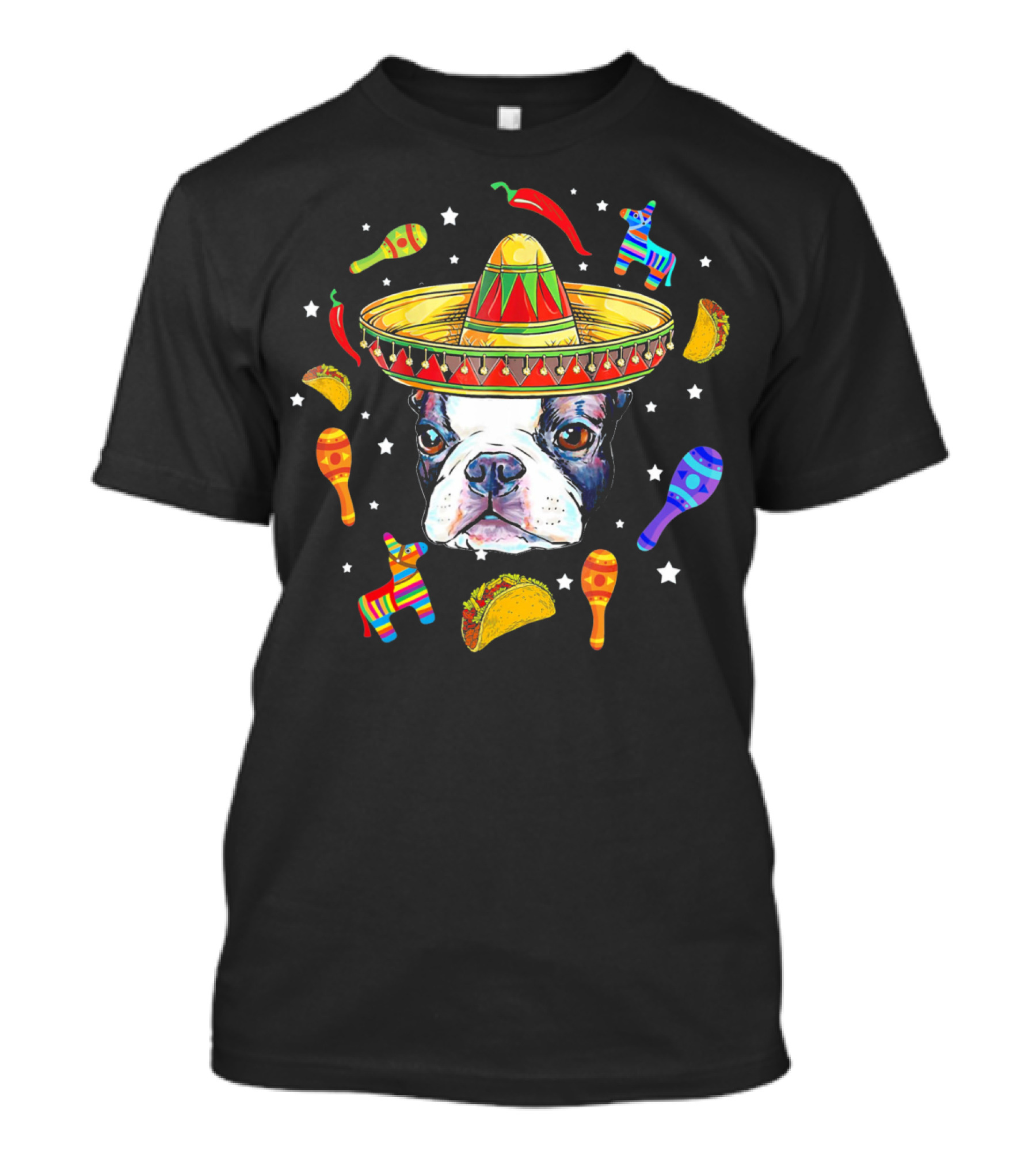 Cinco De Mayo Boston Terrier Sombrero Taco Fiesta T-Shirt