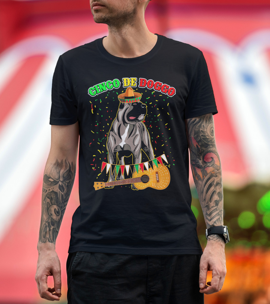 Cinco De Mayo Doggo Cane Corso Sombrero Guitar Festival T-Shirt