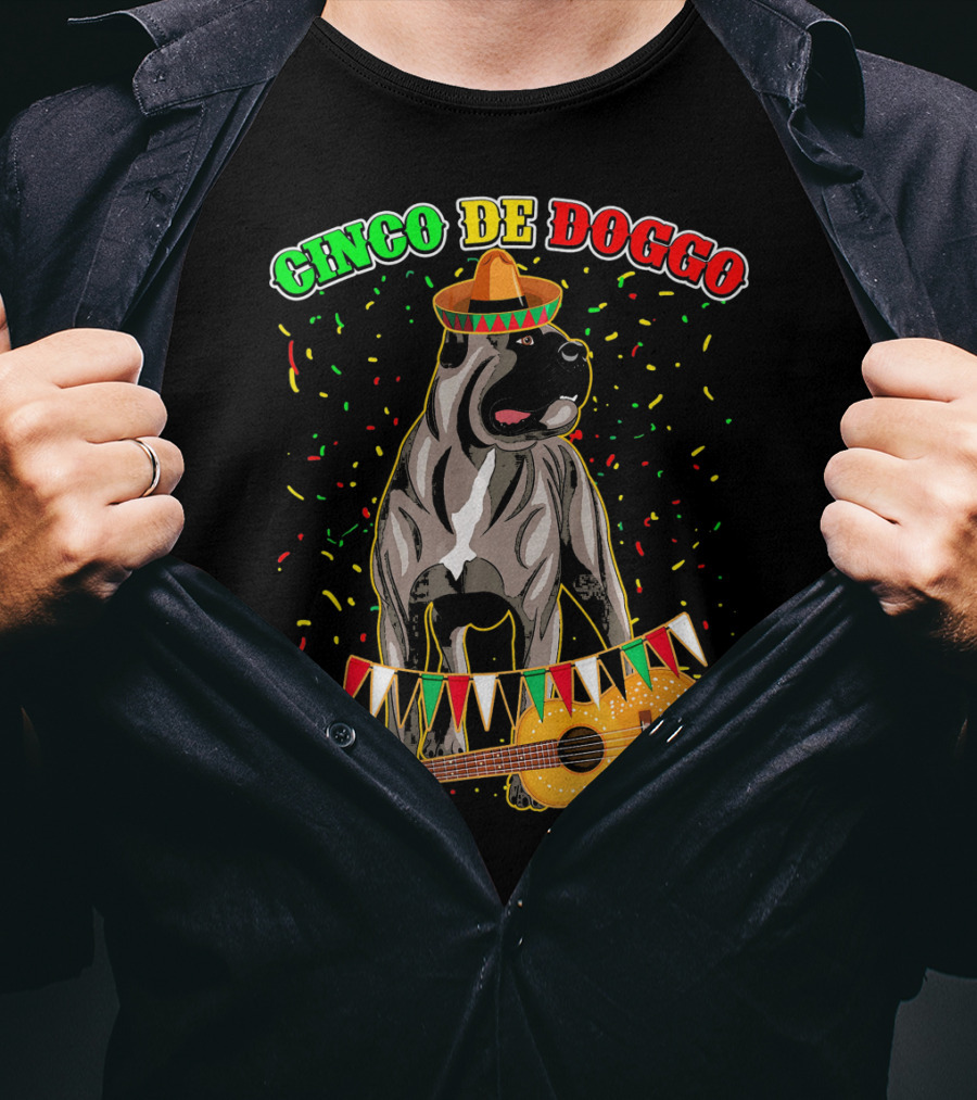 Cinco De Mayo Doggo Cane Corso Sombrero Guitar Festival T-Shirt