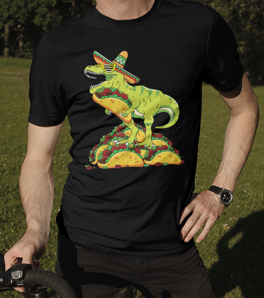 T Rex Sombrero Sunglasses Taco Cinco De Mayo Kids Boy T-Shirt