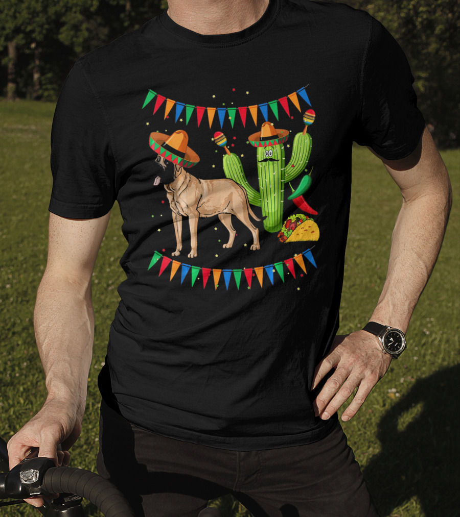 Sombrero Mastiff Dog Cactus Mexico Cinco De Mayo T-Shirt