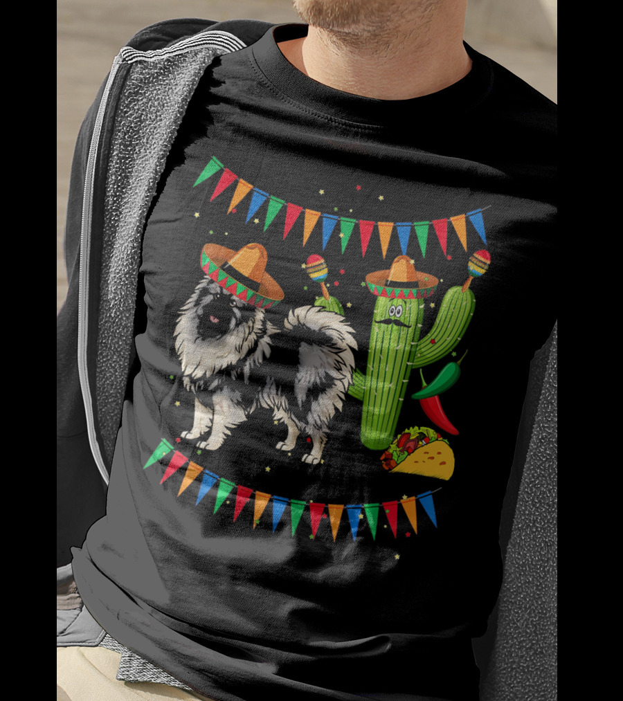 Sombrero Keeshond Dog Cactus Mexico Cinco De Mayo Fiesta T-Shirt